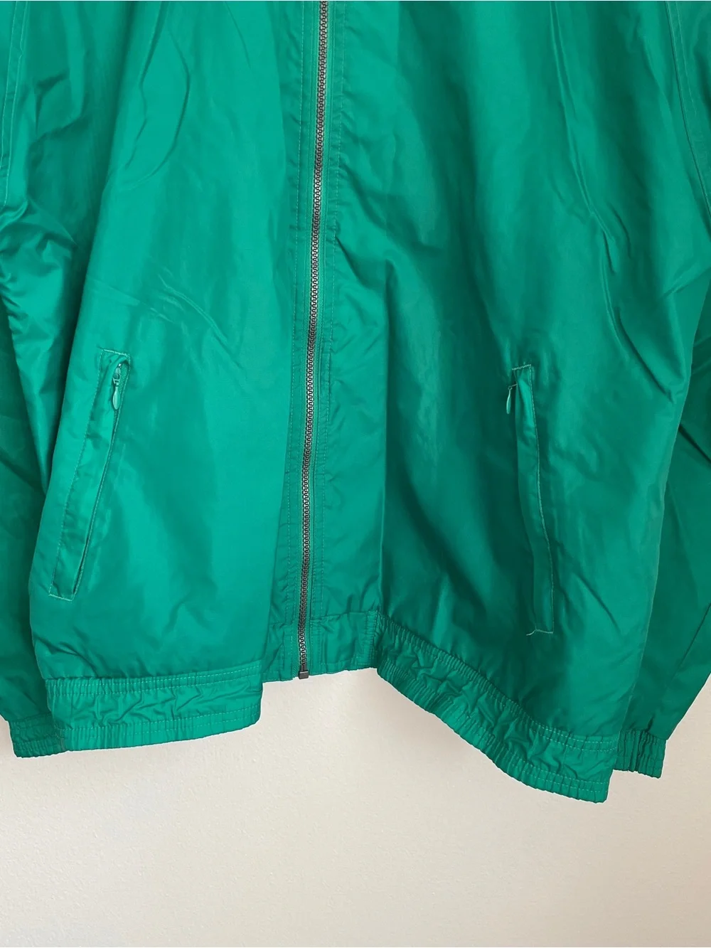 Adidas Vintage 90s Green 3-Stripe Windbreaker Track Jacket Nylon Mesh Lined Sz L